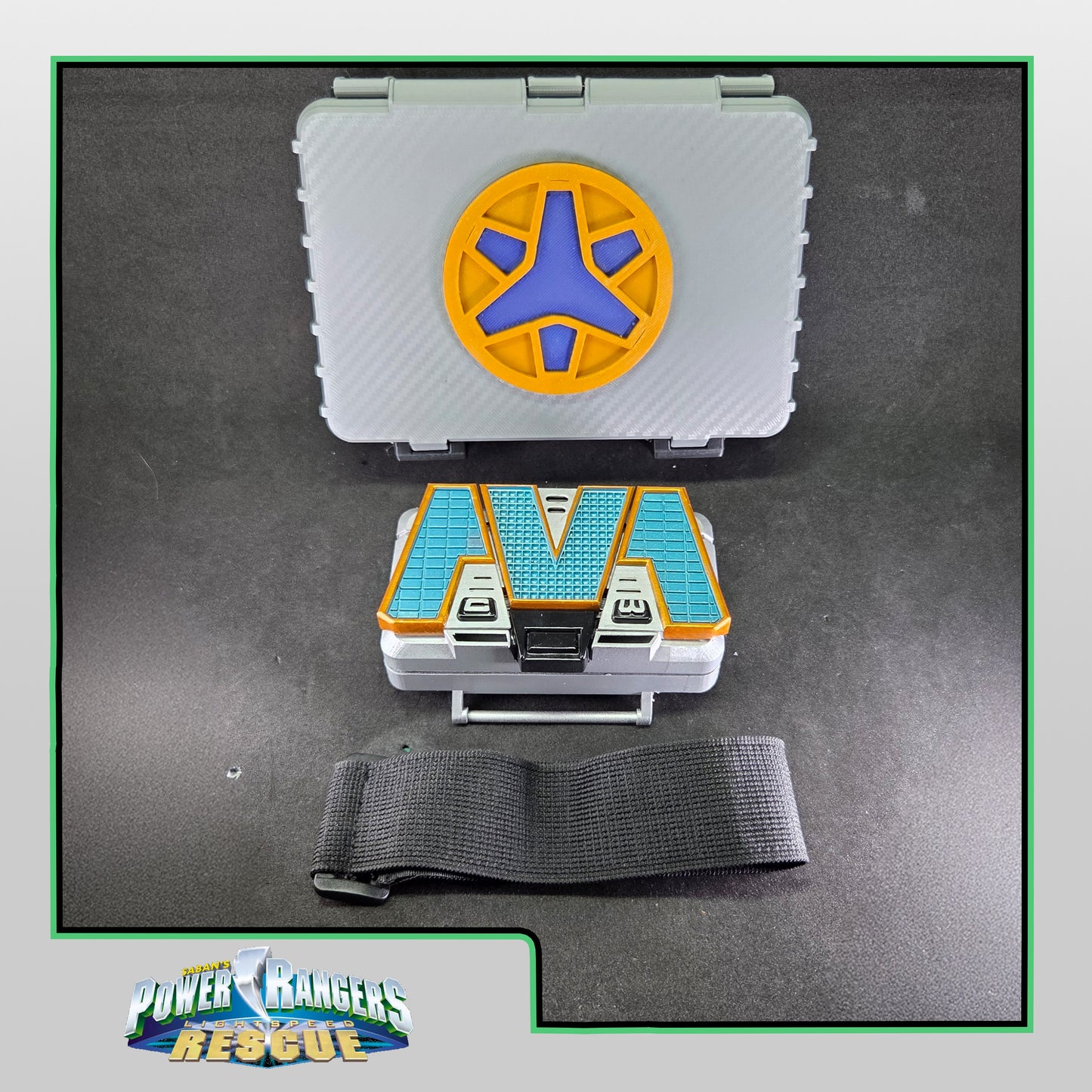 3D Printed & Painted Power Rangers Lightspeed Rescue Titanium Morpher with Case | Display Prop