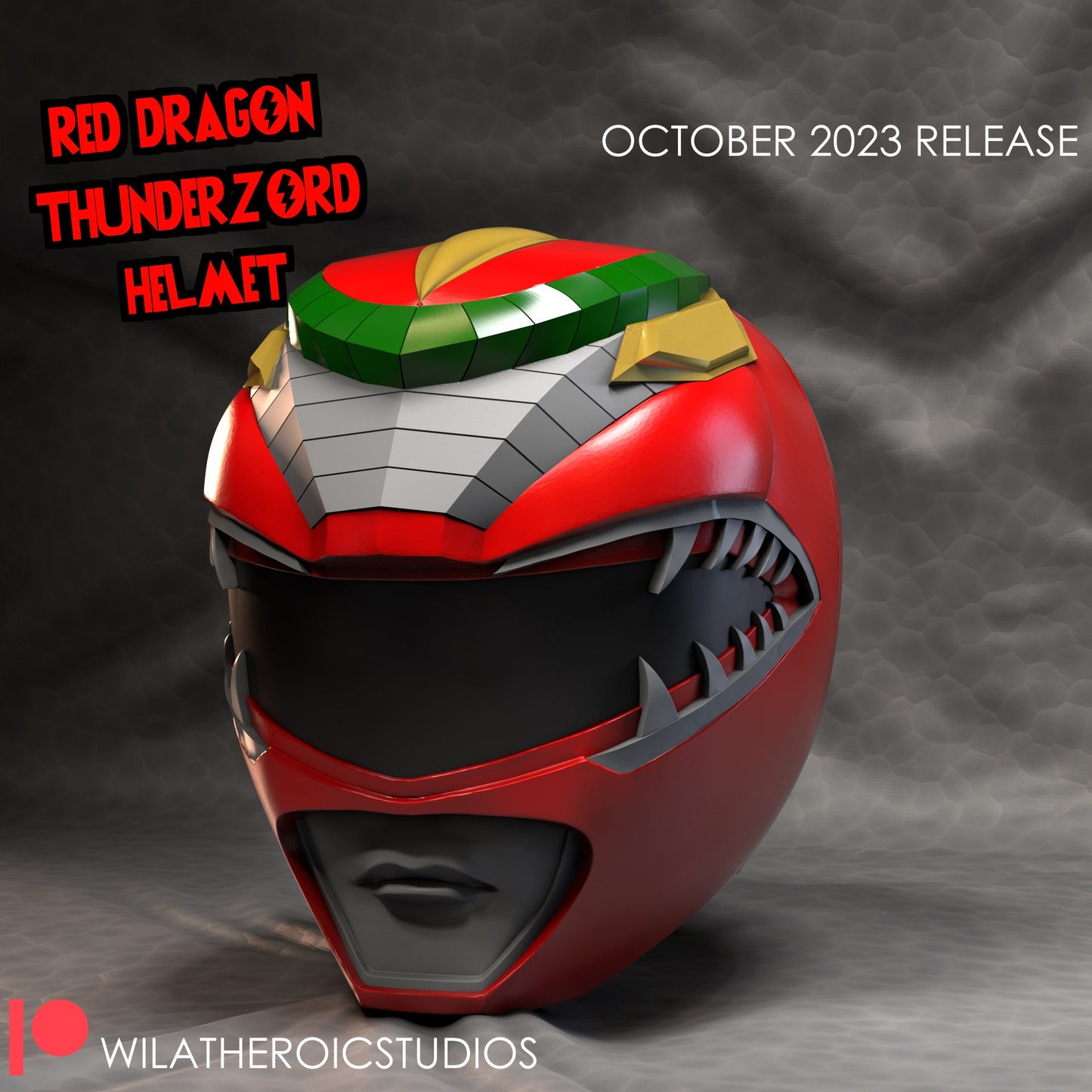 Red Dragon Thunderzord Helmet | Lightning Collection Accesory | 3D Printed | Created by Heroic Studios