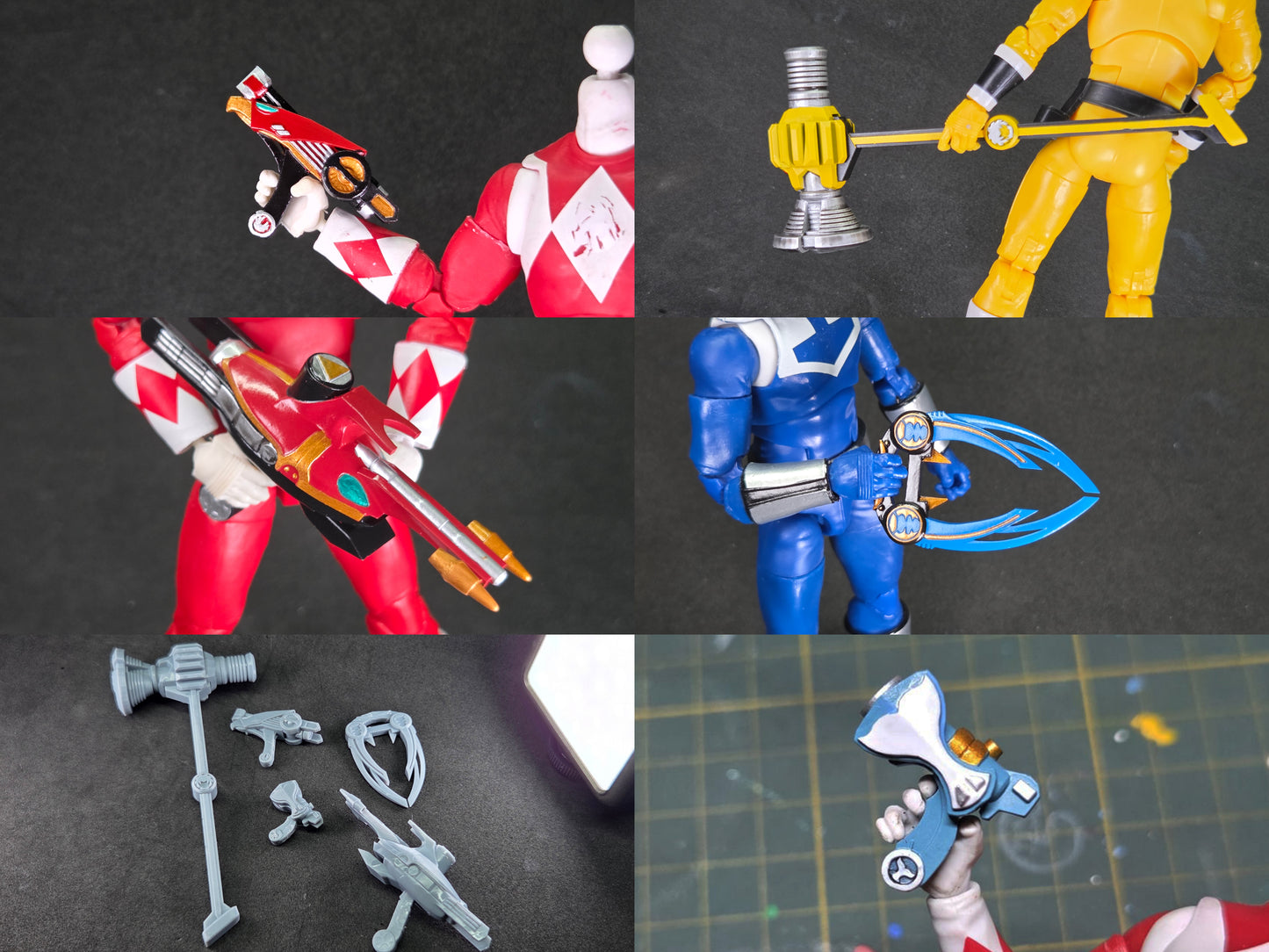 Power Rangers Ninja Storm / Hurricaneger | Hawk Blaster - Sonic Fin - Lion Hammer - Crimson Blaster - Navy Antler