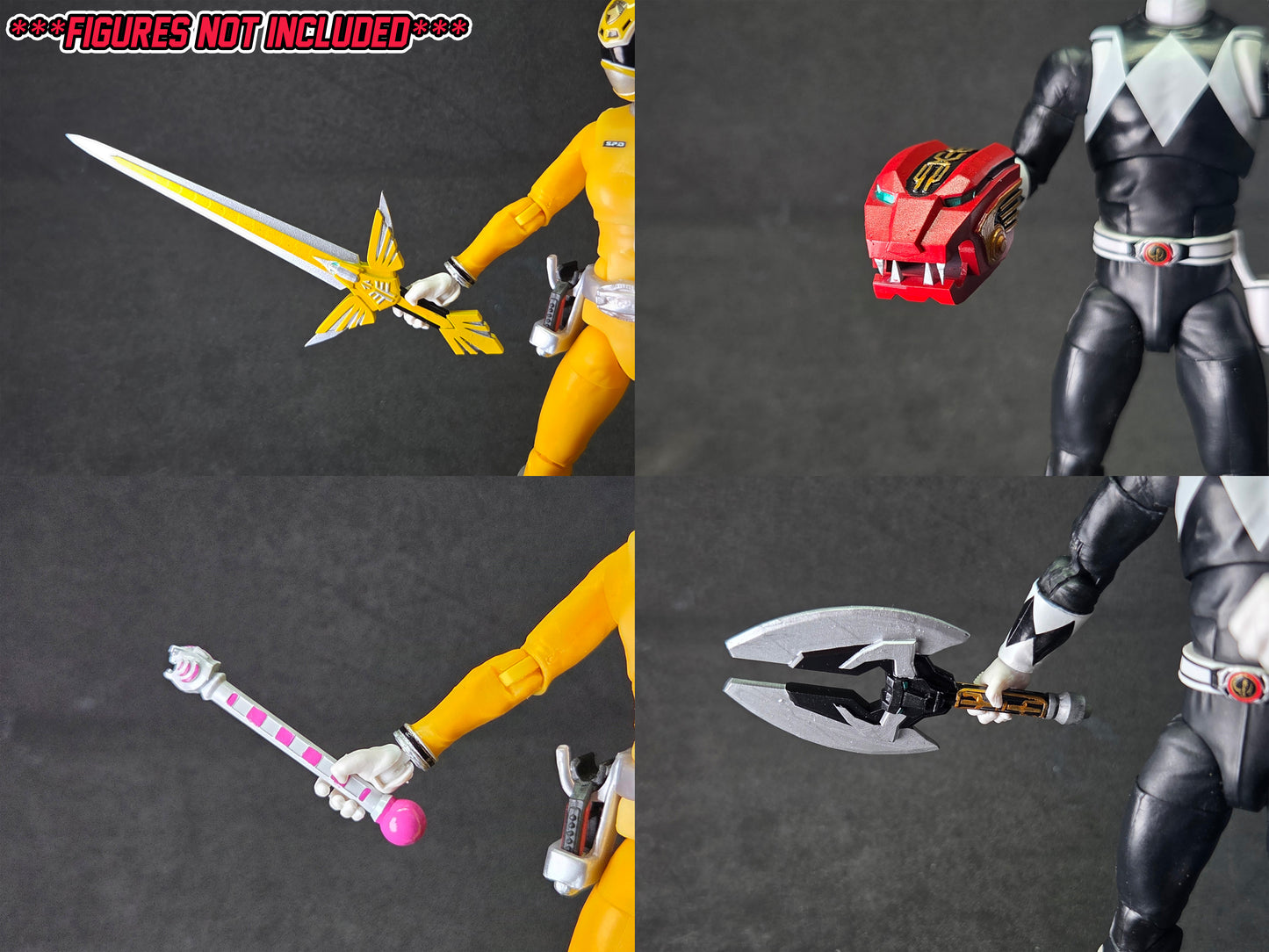 Power Rangers Wild Force / GaoRanger | Red Lion Fang - Golden Eagle Sword - Black Bison Axe - White Tiger Baton