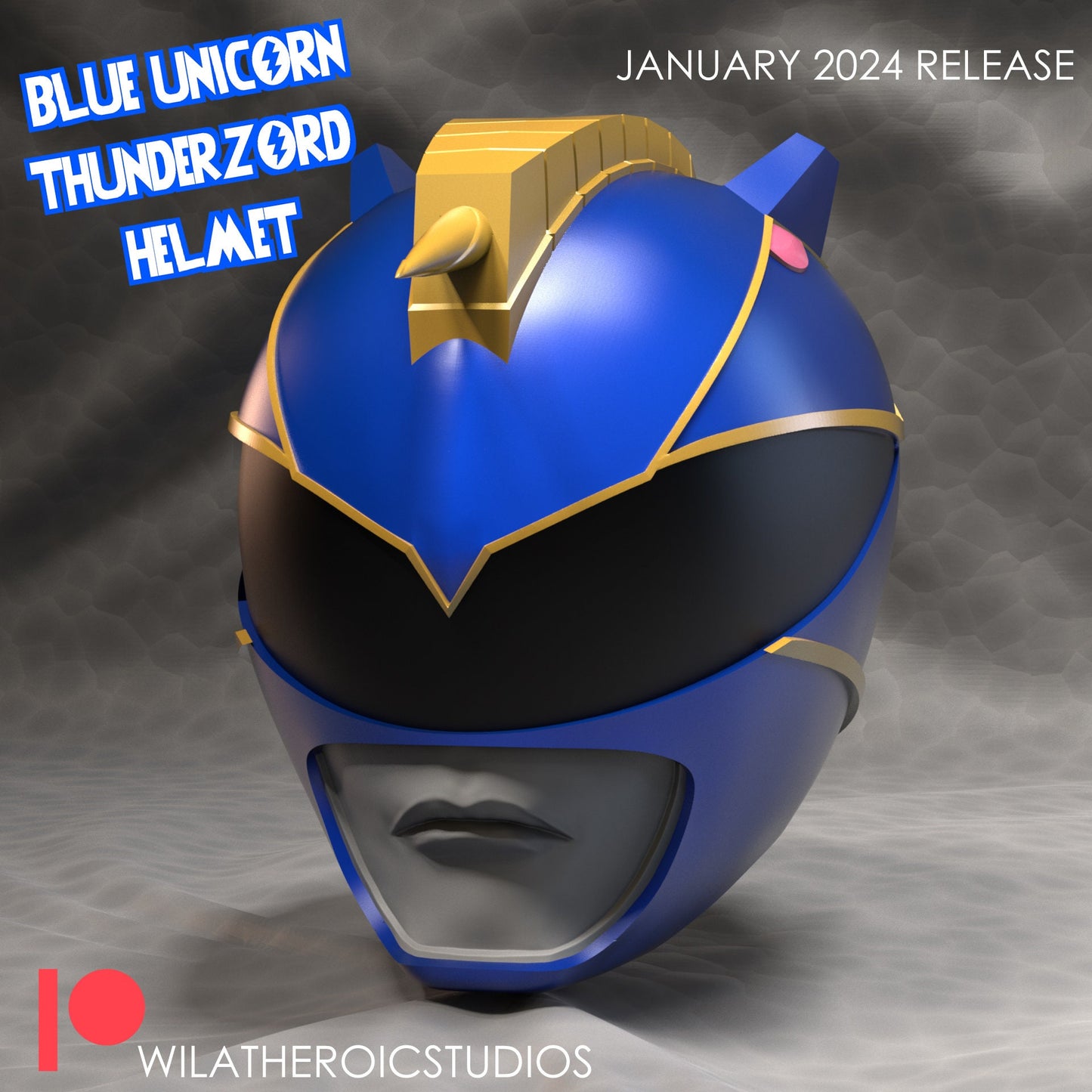 Blue Unicorn Thunderzord Helmet | Lightning Collection Accesory | 3D Printed | Created by Heroic Studios