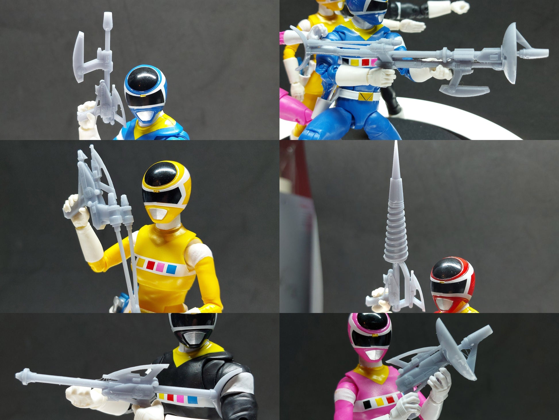 Power Rangers In Space - Combined Weapons | Quadro Blaster | Astro Axe | Lunar Lance | Satellite Stunner | Star Slinger | Spiral Saber