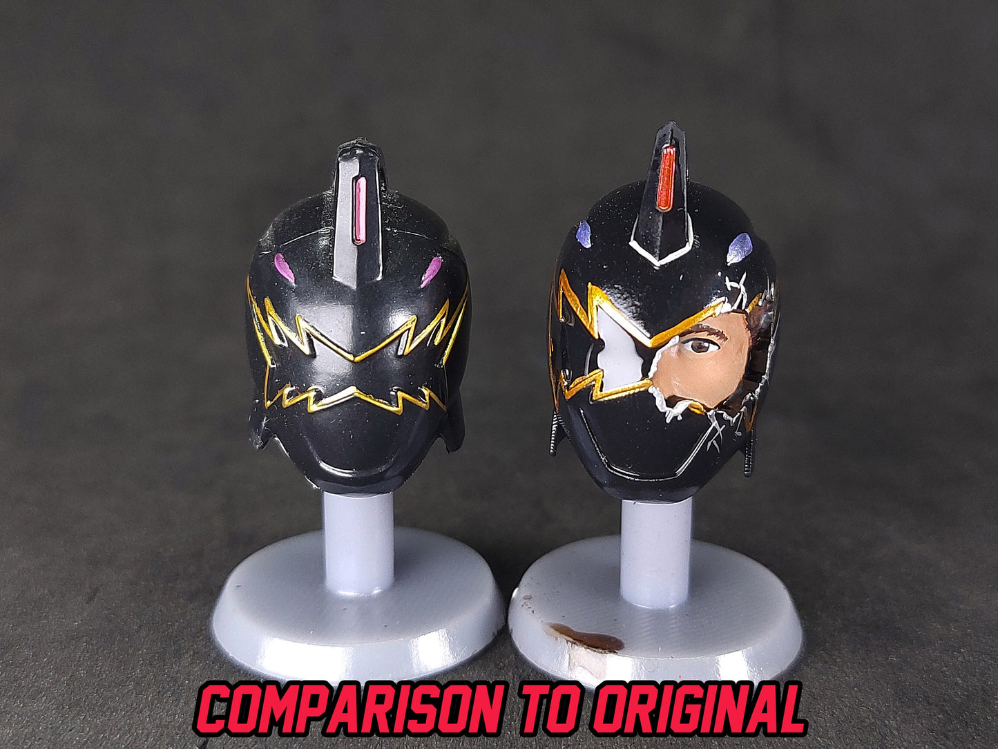 Power Rangers Dino Thunder - Damaged Dino Thunder Black Helmet - Tommy Oliver | Lightning Collection Accessories | Dimensions in Danger