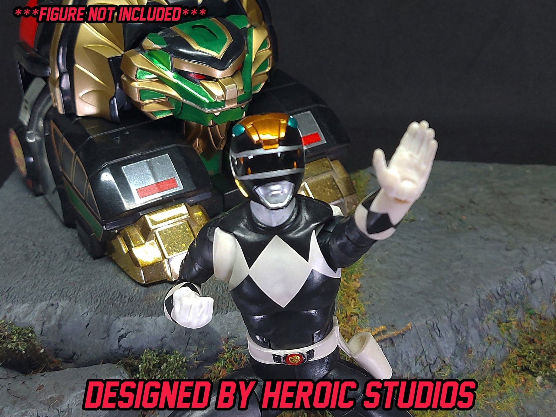 Black Lion Thunderzord Helmet | Lightning Collection Accesory | 3D Printed | Created by Heroic Studios