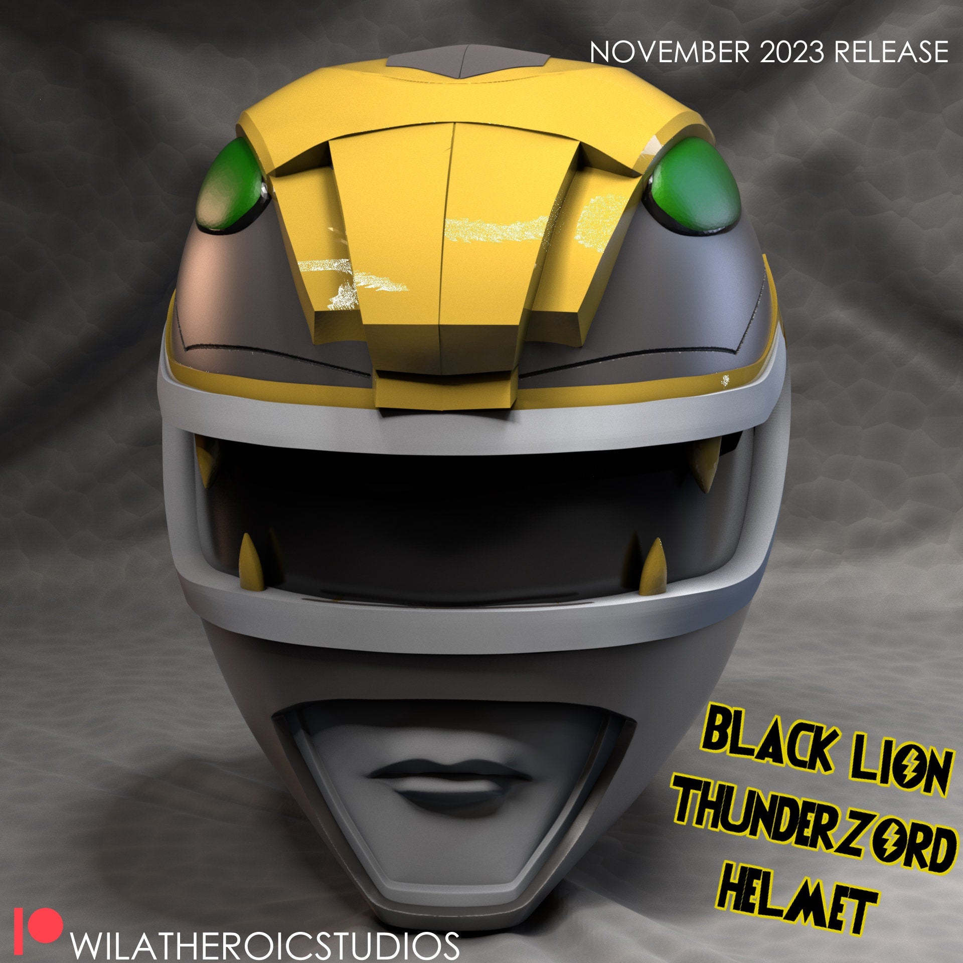 Black Lion Thunderzord Helmet | Lightning Collection Accesory | 3D Printed | Created by Heroic Studios