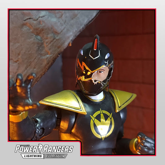 Power Rangers Dino Thunder - Damaged Dino Thunder Black Helmet - Tommy Oliver | Lightning Collection Accessories | Dimensions in Danger