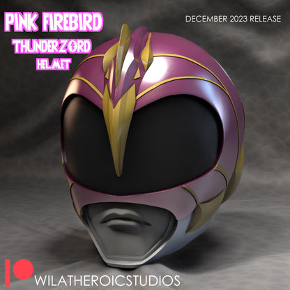Pink Firebird Thunderzord Helmet | Lightning Collection Accesory | 3D Printed | Created by Heroic Studios