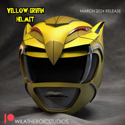 Yellow Griffin Thunderzord Helmet | Lightning Collection Accesory | 3D Printed | Created by Heroic Studios