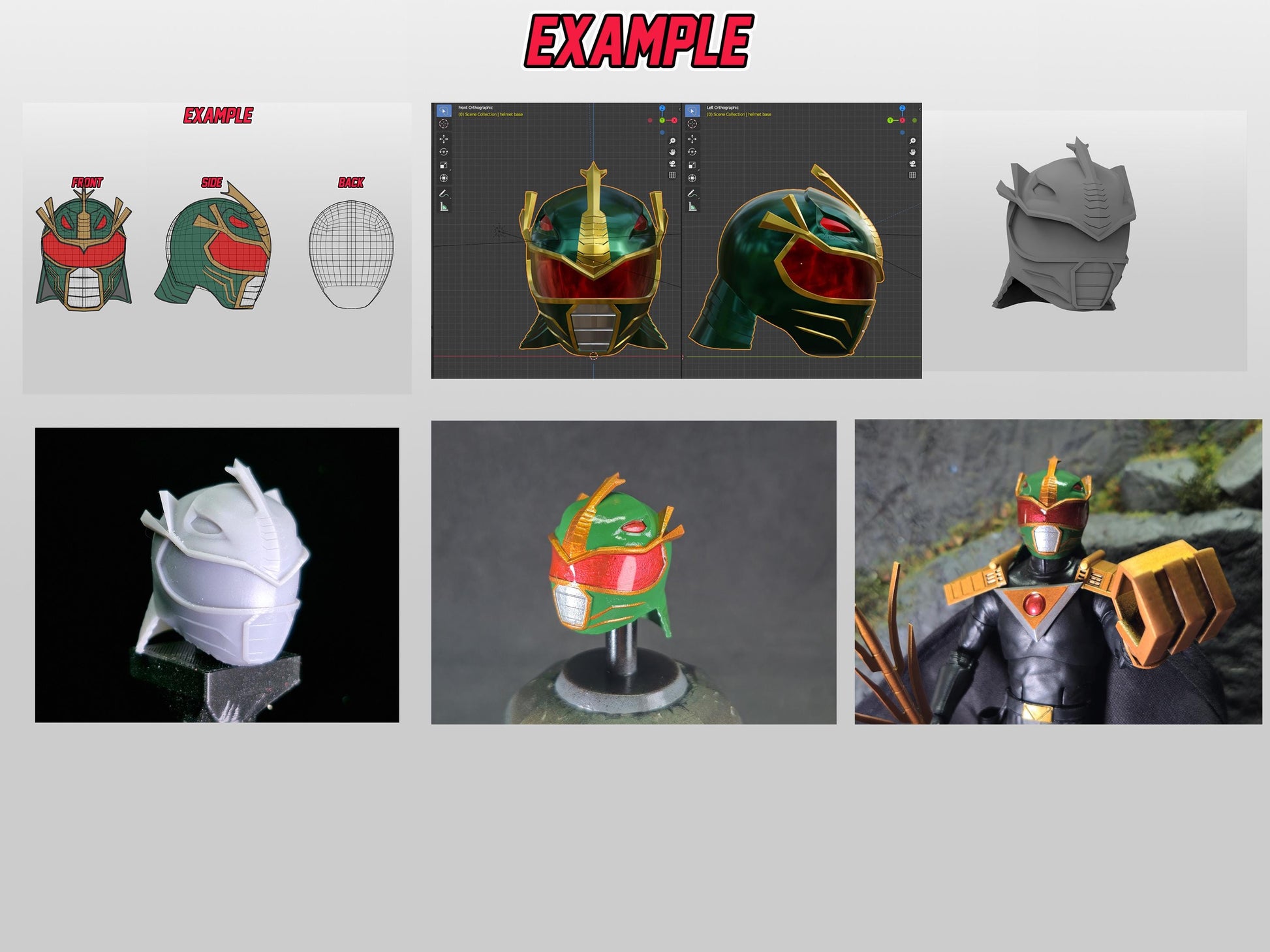 Custom Power Rangers / Sentai / Tokusatsu Helmet Commission 1/12 scale | 3D Printed | Collaboration with RTJ3DCosplay
