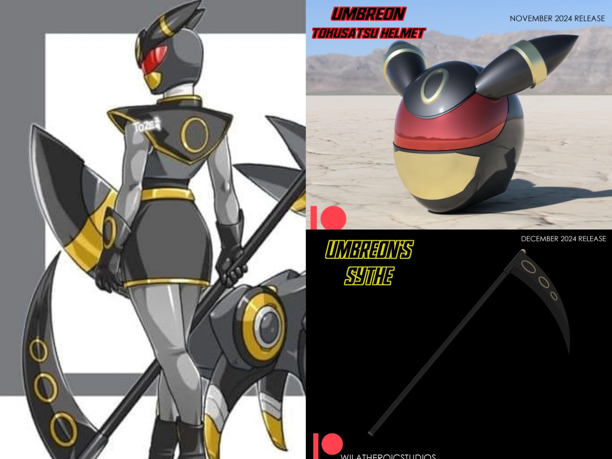 Tokunation Umbreon Ranger Helmet & Weapon | Lightning Collection Custom | Power Rangers | 3D Printed | Created by Heroic Studios