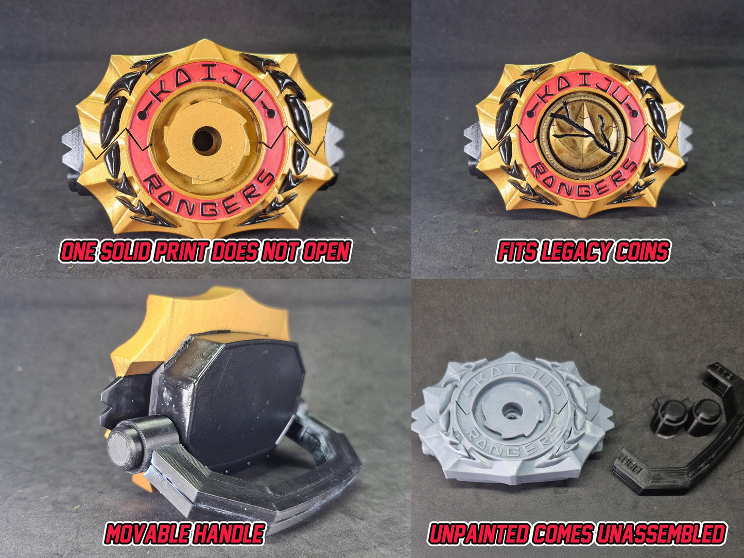 BOOM! Comics Gozilla VS Power Rangers Gold Kaiju Morpher | Coin Included | For Display Only