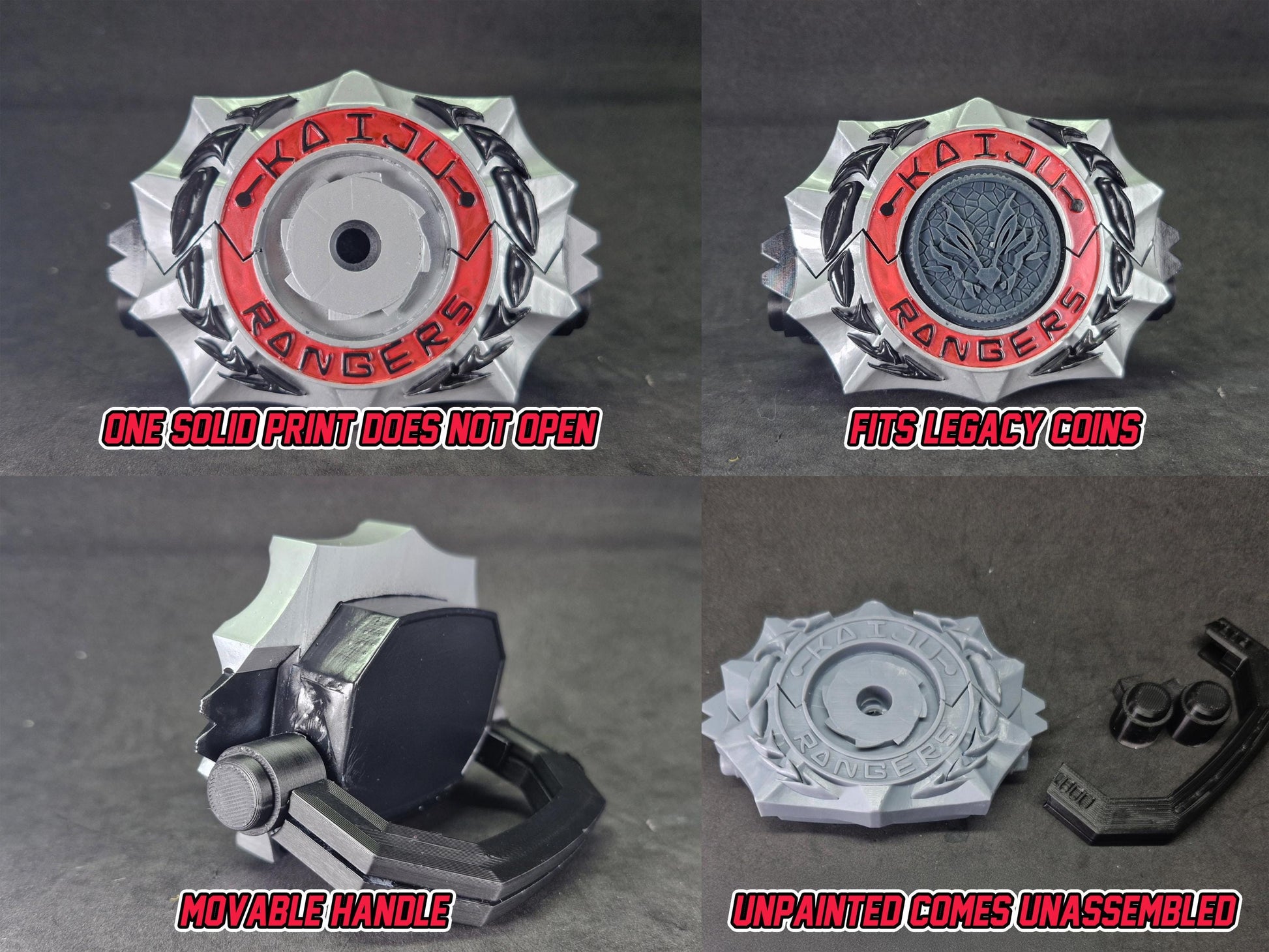 BOOM! Comics Gozilla VS Power Rangers Silver Kaiju Morpher | Coin Included | For Display Only